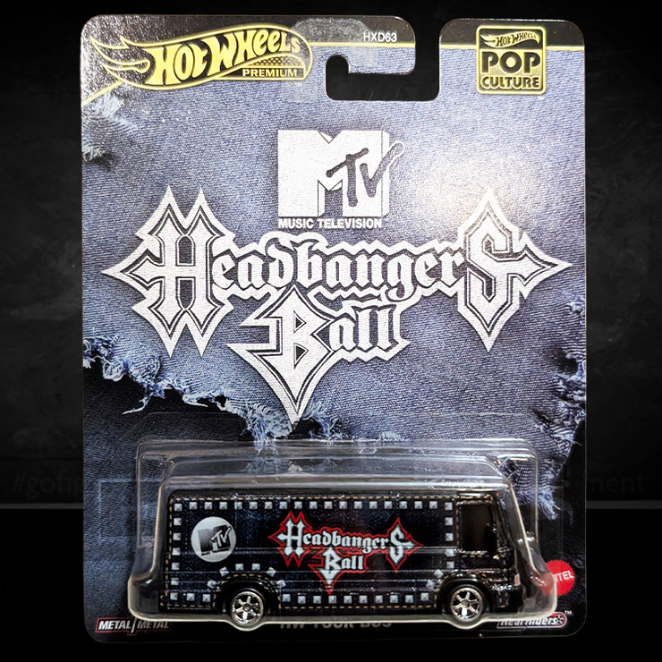 Hot Wheels Premium MTV Headbangers Ball Tour Bus diecast car collectible by Mattel in sealed packaging