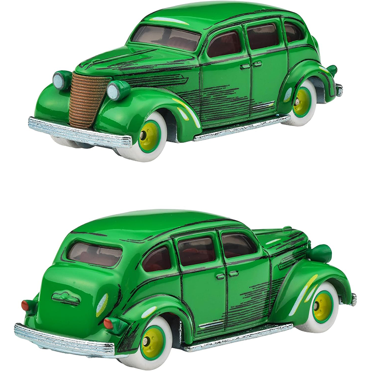 Mattel Hot Wheels Pop Culture 2025 Action Comics #1 green sedan diecast car with detailed comic graphics