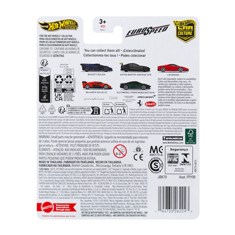 Mattel Hot Wheels Euro Speed Bugatti Bolide chassis conversion model car packaging back view