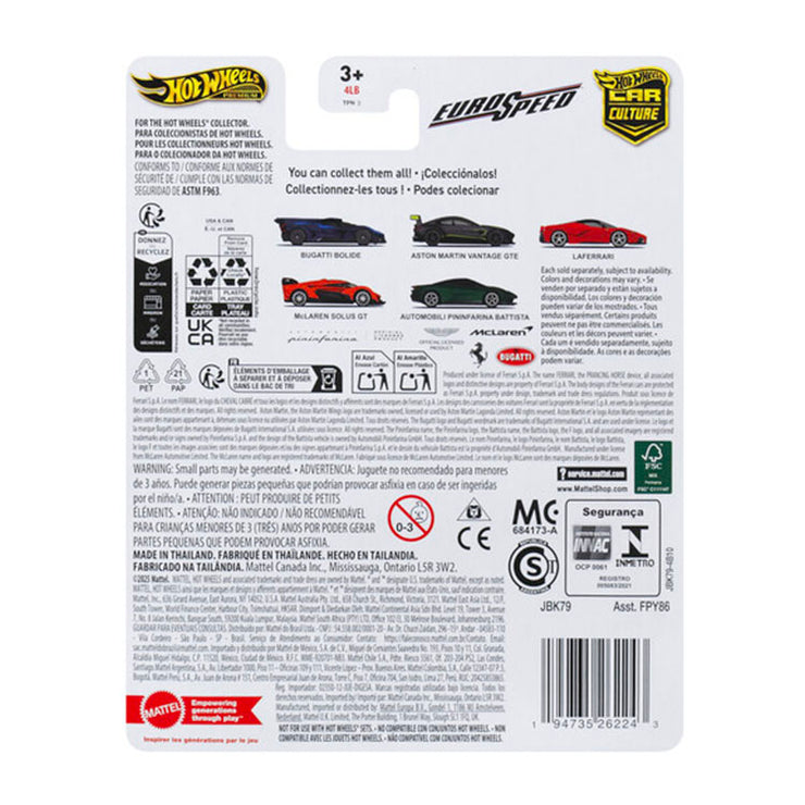 Mattel Hot Wheels Euro Speed Bugatti Bolide chassis conversion model car packaging back view