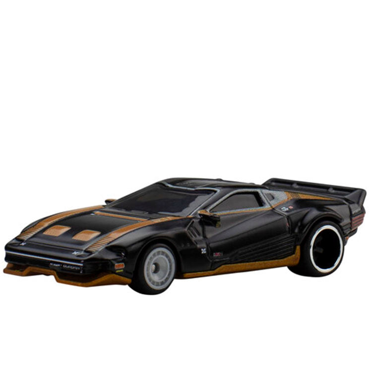 Mattel Hot Wheels Premium Cyberpunk Quadra V-Tech Turbo R die-cast model car in black and copper finish