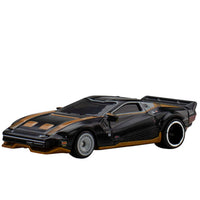 Mattel Hot Wheels Premium Cyberpunk Quadra V-Tech Turbo R die-cast model car in black and copper finish
