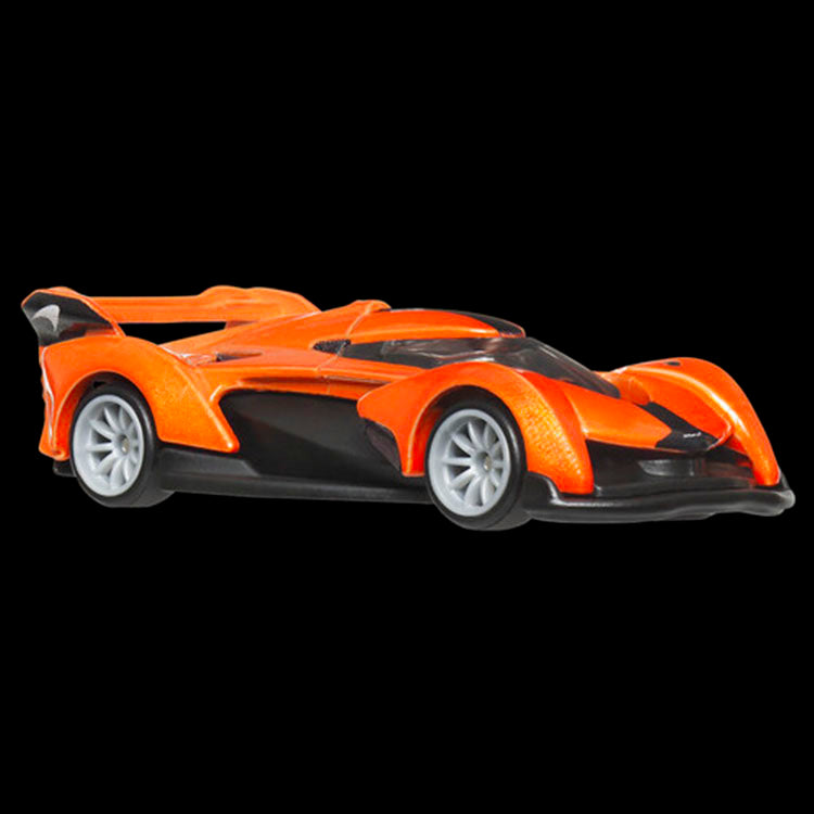 Mattel Hot Wheels premium McLaren Solus GT chassis conversion model car in orange and black colors