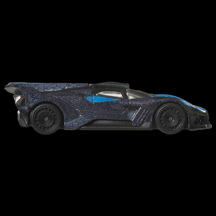 Mattel Hot Wheels Bugatti Bolide chassis conversion model car in black and blue with detailed undercarriage
