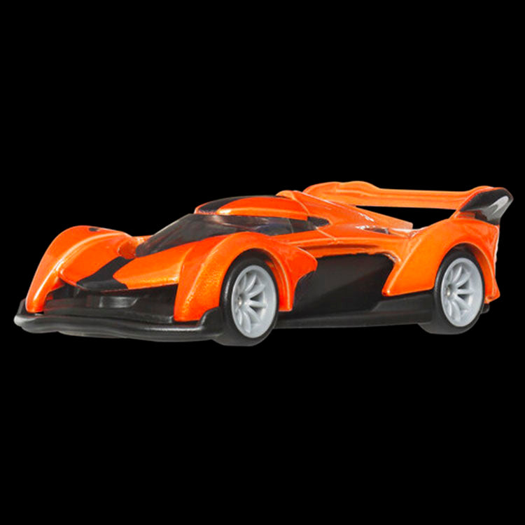 Mattel Hot Wheels Euro Speed McLaren Solus GT chassis conversion die-cast model car in orange and black