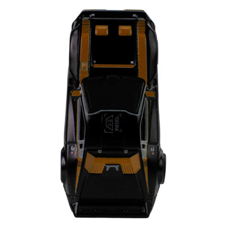 Mattel Hot Wheels Premium Cyberpunk Quadra V-Tech Turbo R detailed die-cast car model from above view