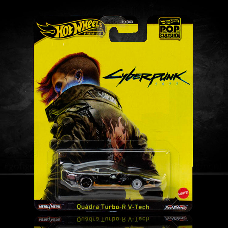 Hot Wheels Premium Cyberpunk 2077 Quadra V-Tech Turbo R die-cast car by Mattel in collectible packaging