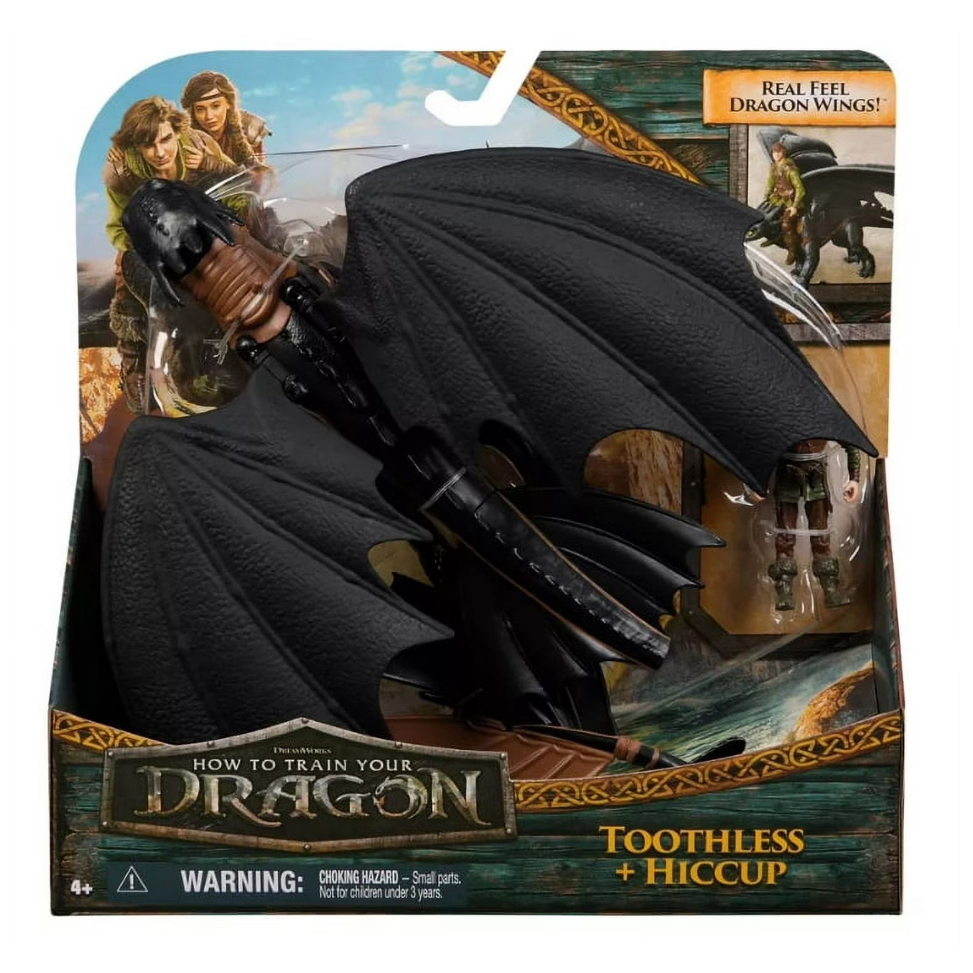 Spin Master How to Train Your Dragon Toothless and Hiccup action figures with textured wings in packaging