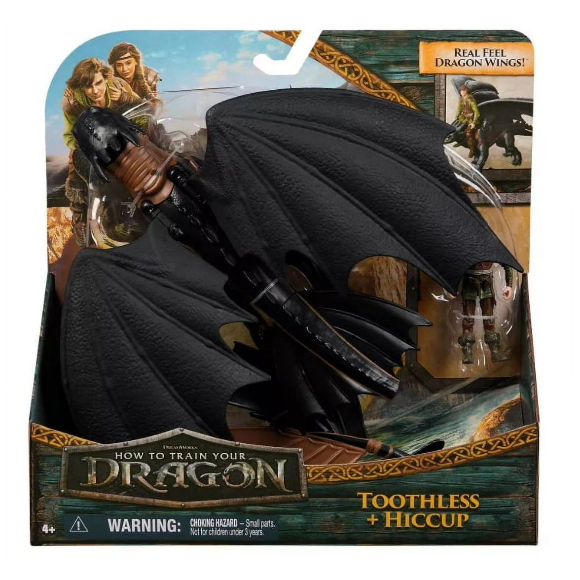 Spin Master How to Train Your Dragon Toothless and Hiccup action figures with textured wings in packaging