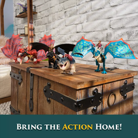 How to Train Your Dragon Final Battle 4 Figure Set with Toothless and Viking riders on wooden chest