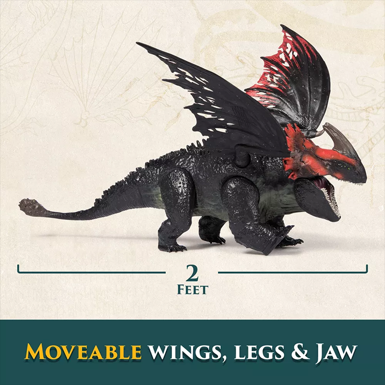 Two-foot Titan Red Death dragon action figure with movable wings, legs, and jaw for dynamic play and display