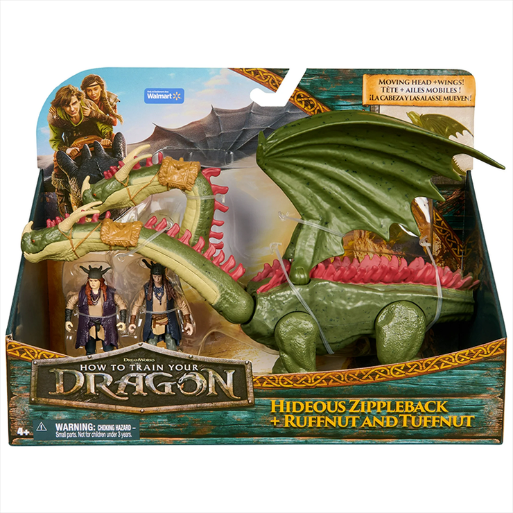 How to Train Your Dragon Hideous Zippleback with Ruffnut and Tuffnut action figures in packaging