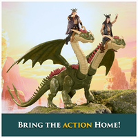 How to Train Your Dragon Hideous Zippleback dragon with Ruffnut and Tuffnut action figures on rocky terrain