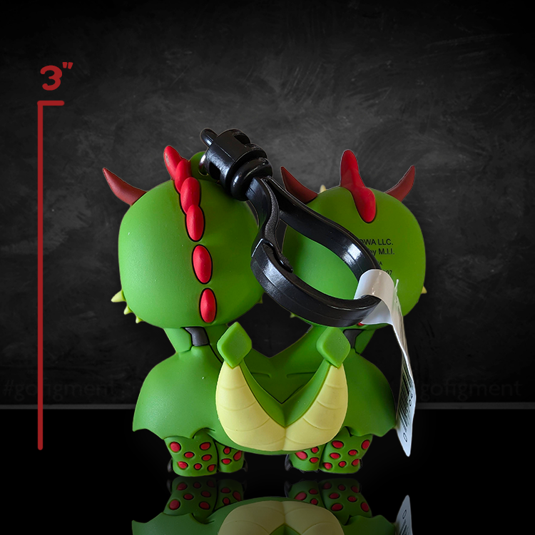 Back view of a 3-inch How to Train Your Dragon Barf and Belch PVC foam bag clip with clip attachment