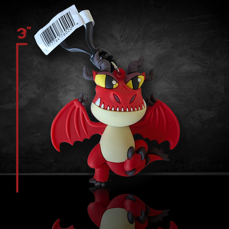 3-inch How to Train Your Dragon Hookfang figural bag clip made of hard PVC and foam by Go Figment