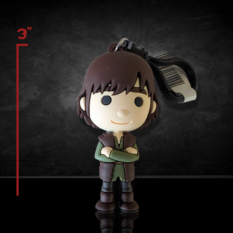 3-inch How to Train Your Dragon Hiccup figural bag clip made of hard PVC and foam with keychain attachment