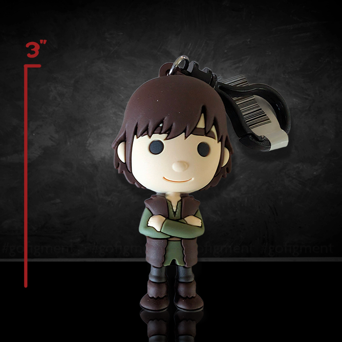 3-inch How to Train Your Dragon Hiccup figural bag clip made of hard PVC and foam with keychain attachment