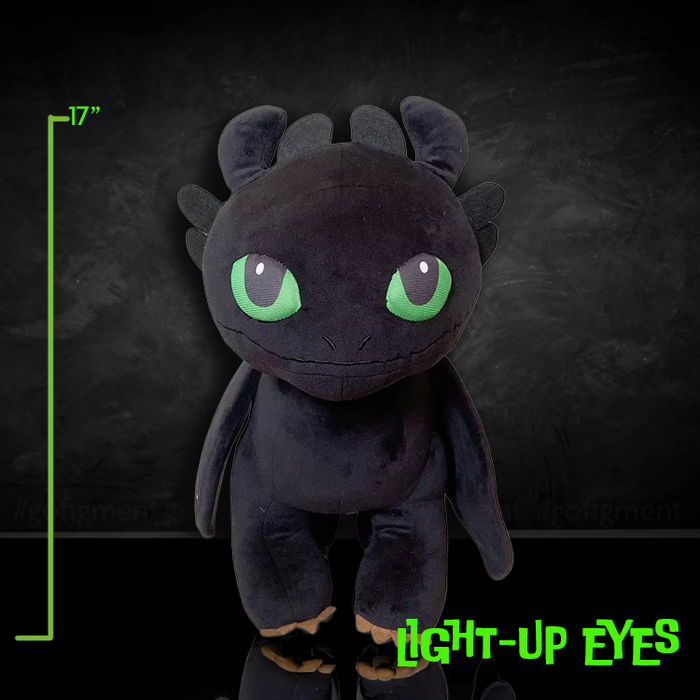 Spin Master large 17-inch Toothless plush with glowing green eyes from How to Train Your Dragon collection