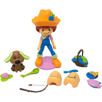 Boss Fight Studio Llc Huckleberry Pie figure with orange hat, blue overalls, dog companion, basket, pie, and accessories on display base
