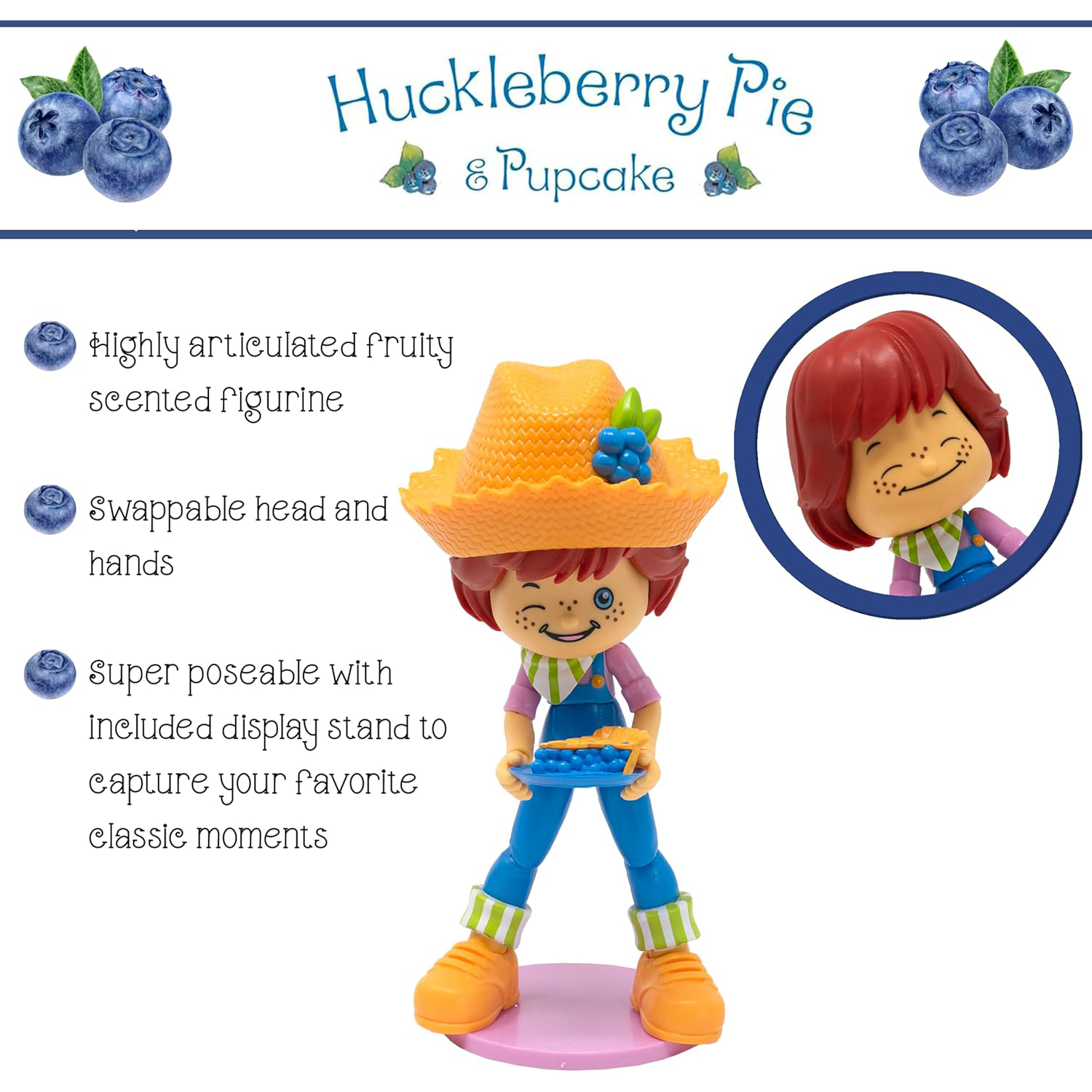 Boss Fight Studio Llc Huckleberry Pie 1:12 figure with orange hat, freckles, blue overalls, and Pupcake dog accessory