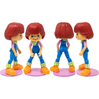 Boss Fight Studio Llc Huckleberry Pie 1:12 collectible figure with red hair, blue overalls, orange shoes, and pink display bases