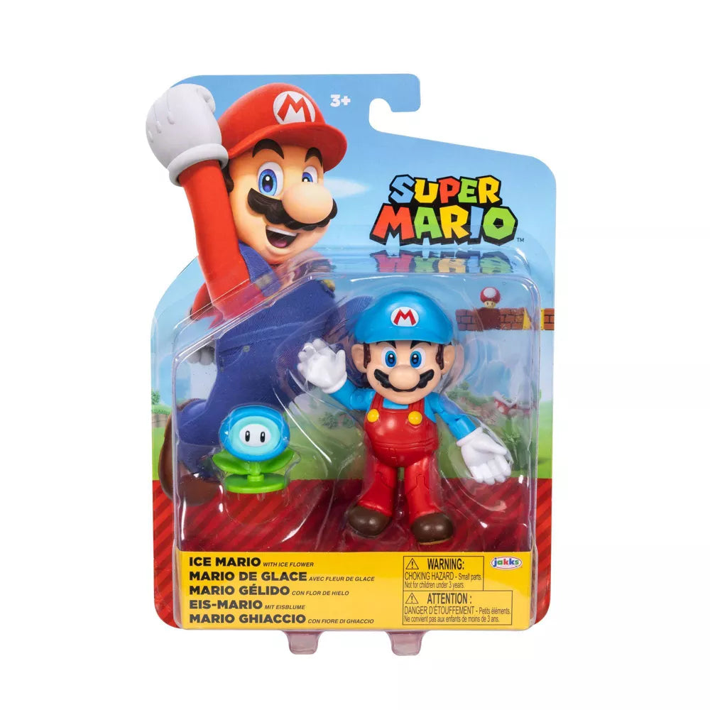 Super Mario Wave 49 - Ice Mario with Ice Flower 4" Action Figure Collectible