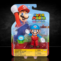 This is an image of Super Mario Wave 49 - Ice Mario with Ice Flower 4" Action Figure Collectible