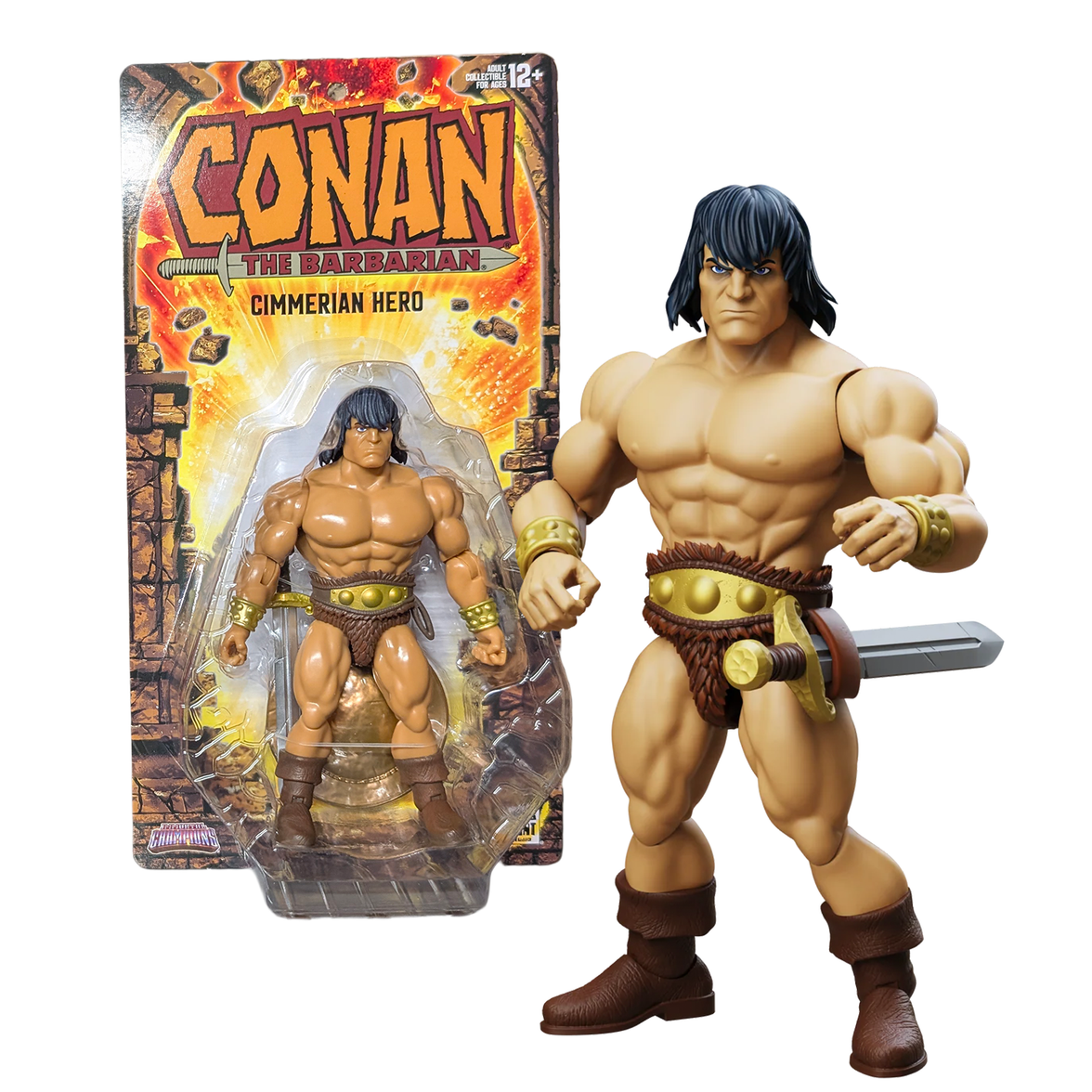Conan the Barbarian action figure beside its blister packaging