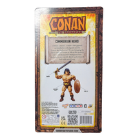 Back of Conan the Barbarian action figure packaging featuring Cimmerian Hero artwork and character details