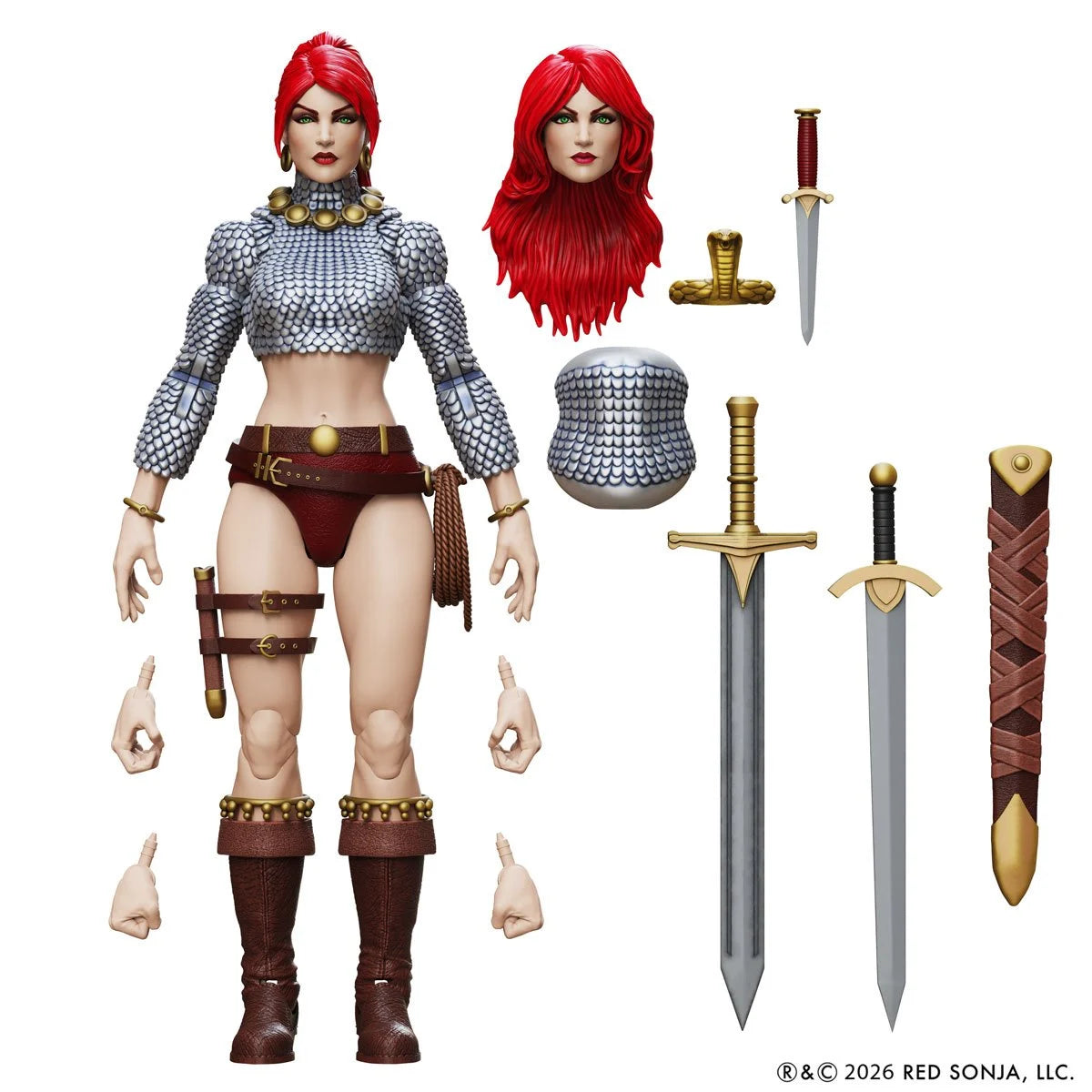 Immortal Red Sonja 6" Boss Fight Studio Action Figure Epic HACKS with interchangeable heads, hands, armor, and weapons
