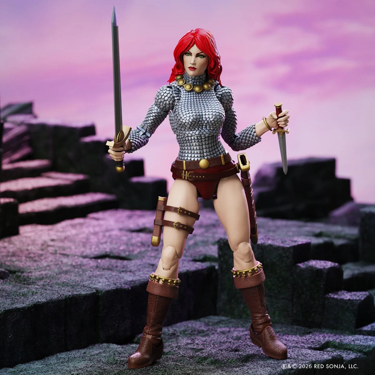 Immortal Red Sonja 6" Boss Fight Studio Action Figure Epic HACKS wielding two swords