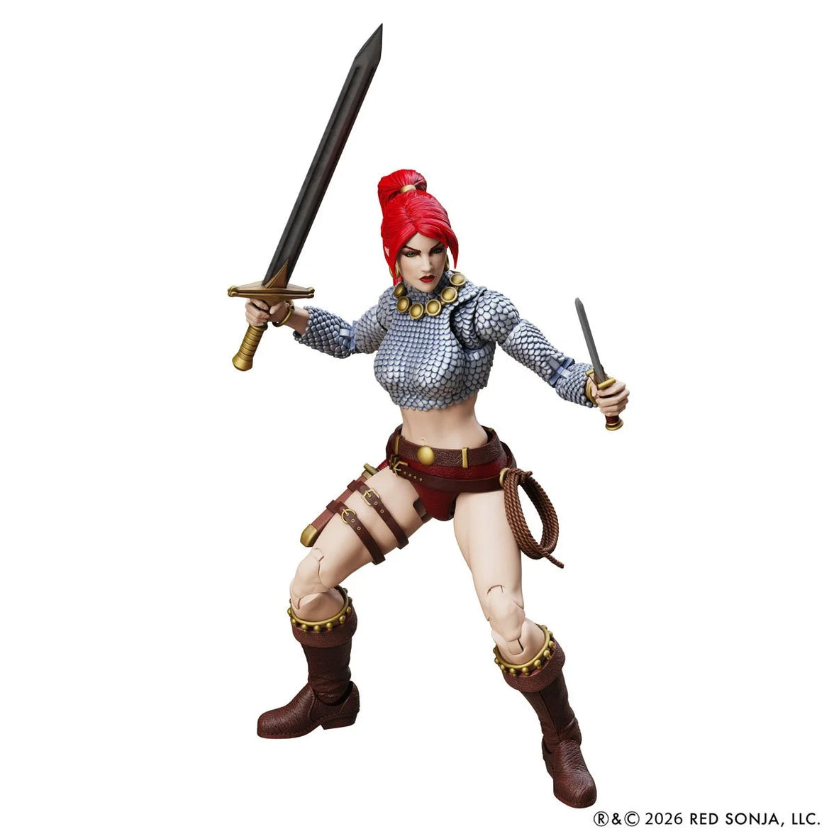 Immortal Red Sonja 6" Boss Fight Studio Action Figure Epic HACKS posed with two swords