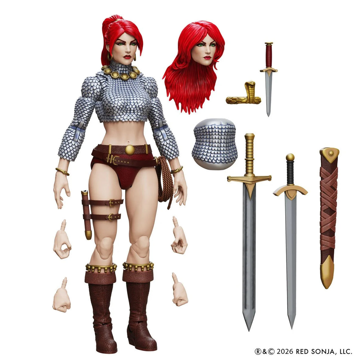 Immortal Red Sonja 6" Boss Fight Studio Action Figure Epic HACKS with swords and alternate head