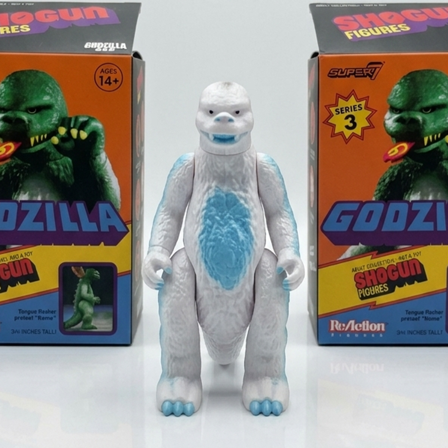 Godzilla 1:18 Scale 3.75" Shogun Action Figures - LOOSE Confirmed Choice by Super7 white and blue collectible figure
