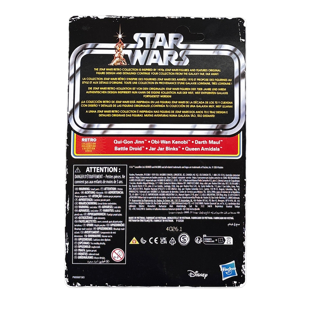 Jar Jar Binks Star Wars Retro Collection Action Figure 1:18 Scale TPM Kenner packaging back