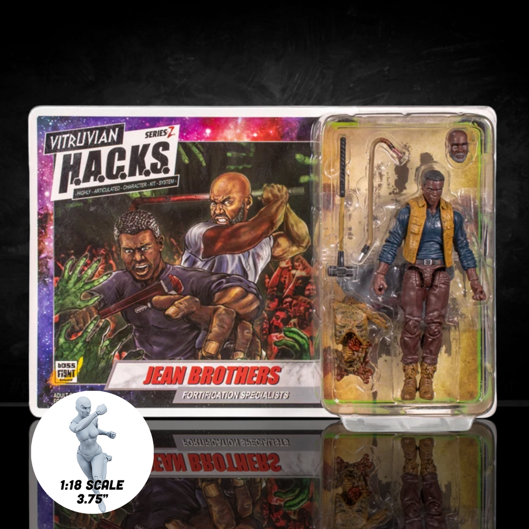 Vitruvian H.A.C.K.S. Action Figure: Series Z - Jean Brothers – Fortification Specialists & Survivor Heroes 1:18 Scale