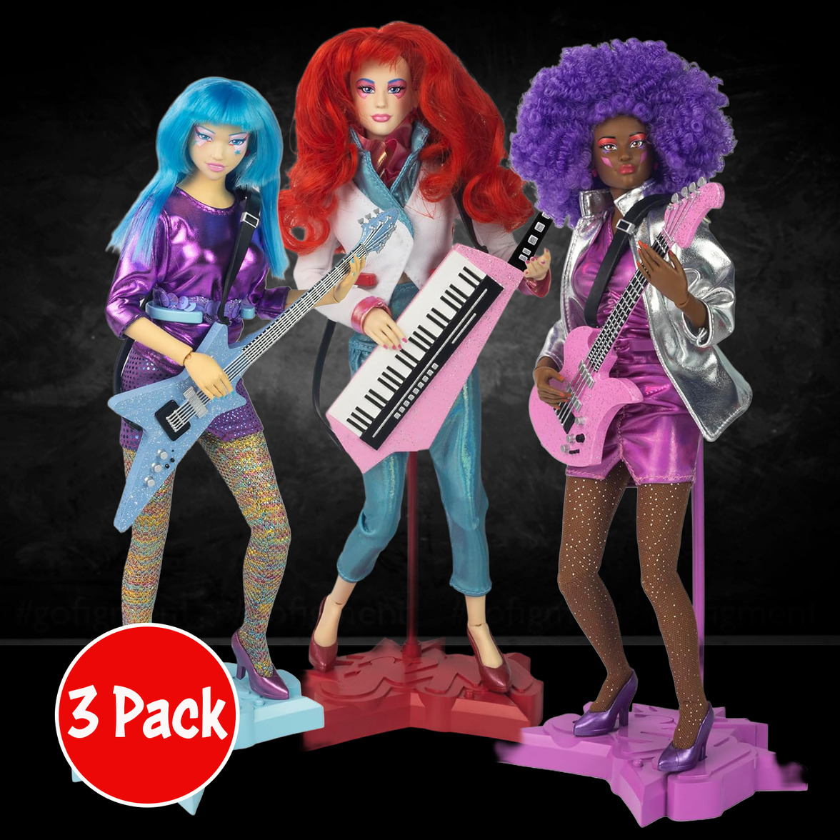 Jem and the Holograms Back Up 3 Pack BUNDLE Aja - Kimber - Shana 12-Inch Fashion Doll