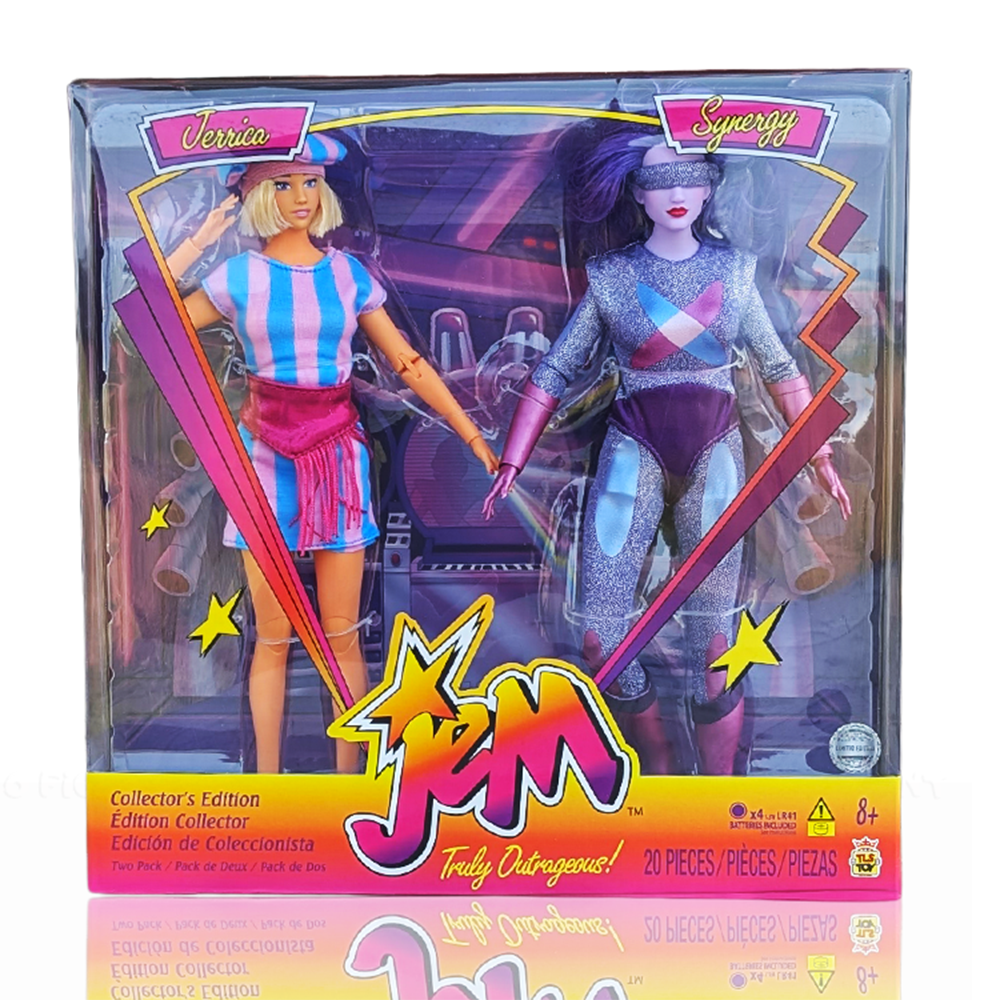 Jem and the Holograms Truly Outrageous SDCC 2025 Exclusive Collector's Edition Two-Pack by Loyal Subjects featuring Terrica and Synergy figures.