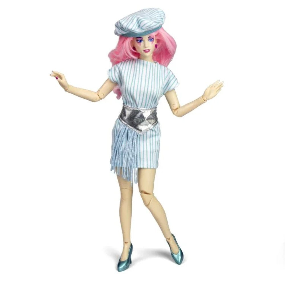 Jem and the Holograms 12 inch fashion doll with pink hair and striped outfit by Loyal Subjects