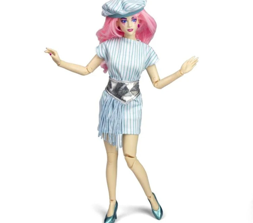 Jem and the Holograms 12 inch fashion doll with pink hair and striped outfit by Loyal Subjects