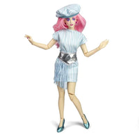 Jem and the Holograms 12 inch fashion doll with pink hair and striped outfit by Loyal Subjects