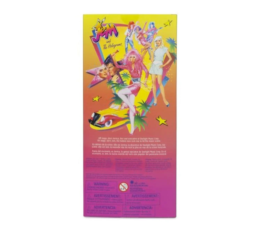 Jem and the Holograms packaging artwork by Loyal Subjects featuring colorful characters and vibrant design