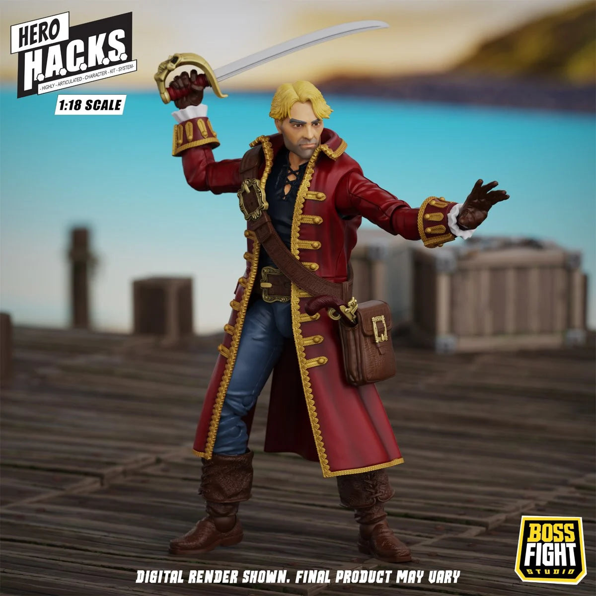 John Bradford 4" Boss Fight Studio Action Figure Hero HACKS Articulated with sword and red coat