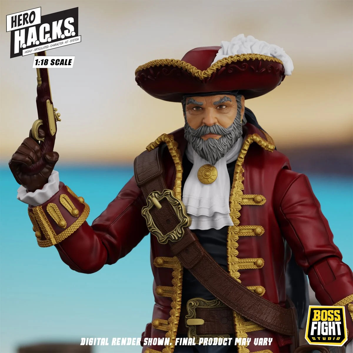 John Bradford 4" Boss Fight Studio Action Figure Hero HACKS Articulated pirate figure with pistol