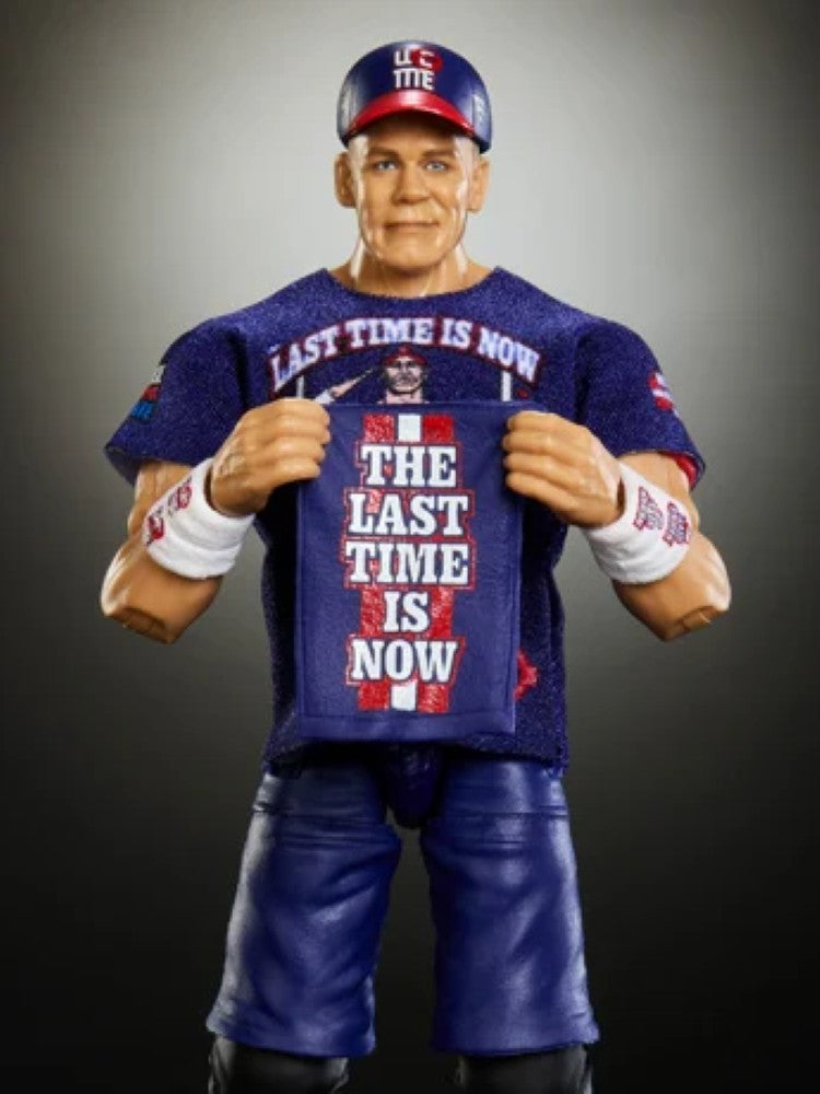 John Cena 6-Inch Mattel Action Figure WWE Elite Greatest Hits wearing a Last Time Is Now shirt