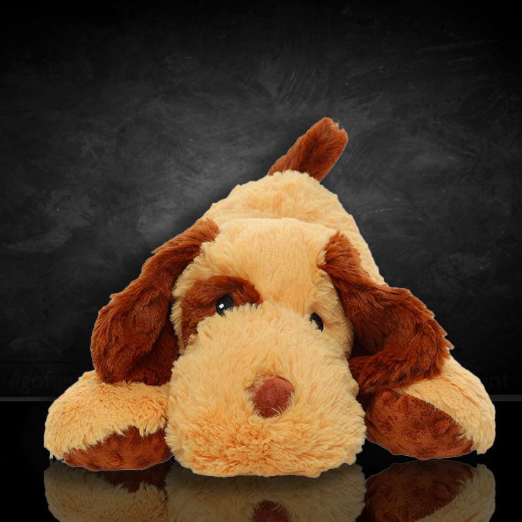 Plush jumbo dog weighted heatable lavender-scented comfort companion for soothing anxiety and relaxation.
