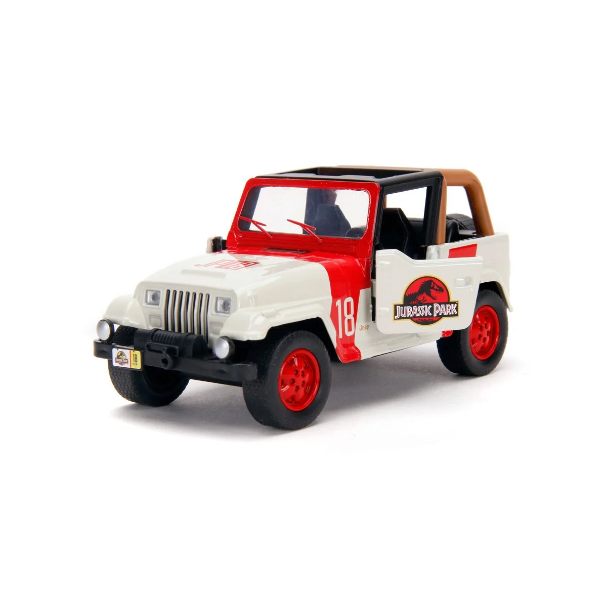 Jeep Wrangler 5.5 in. Jada Toys Vehicles 1992 Jurassic World 1:32 red and white die cast Jeep