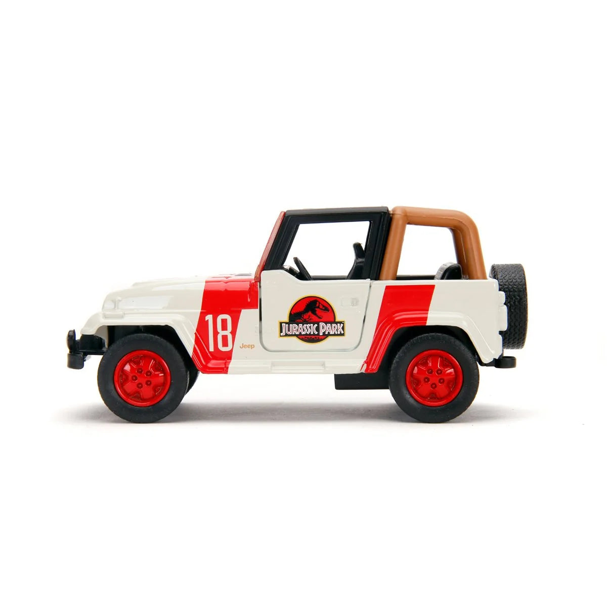 Jeep Wrangler 5.5 in. Jada Toys Vehicles 1992 Jurassic World 1:32 red and white Jurassic Park toy vehicle