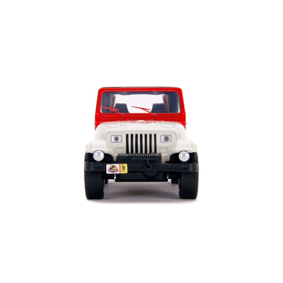 Jeep Wrangler 5.5 in. Jada Toys Vehicles 1992 Jurassic World 1:32 red and white front view collectible vehicle