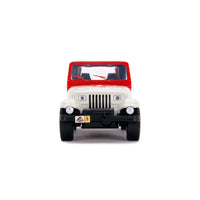 Jeep Wrangler 5.5 in. Jada Toys Vehicles 1992 Jurassic World 1:32 red and white front view collectible vehicle
